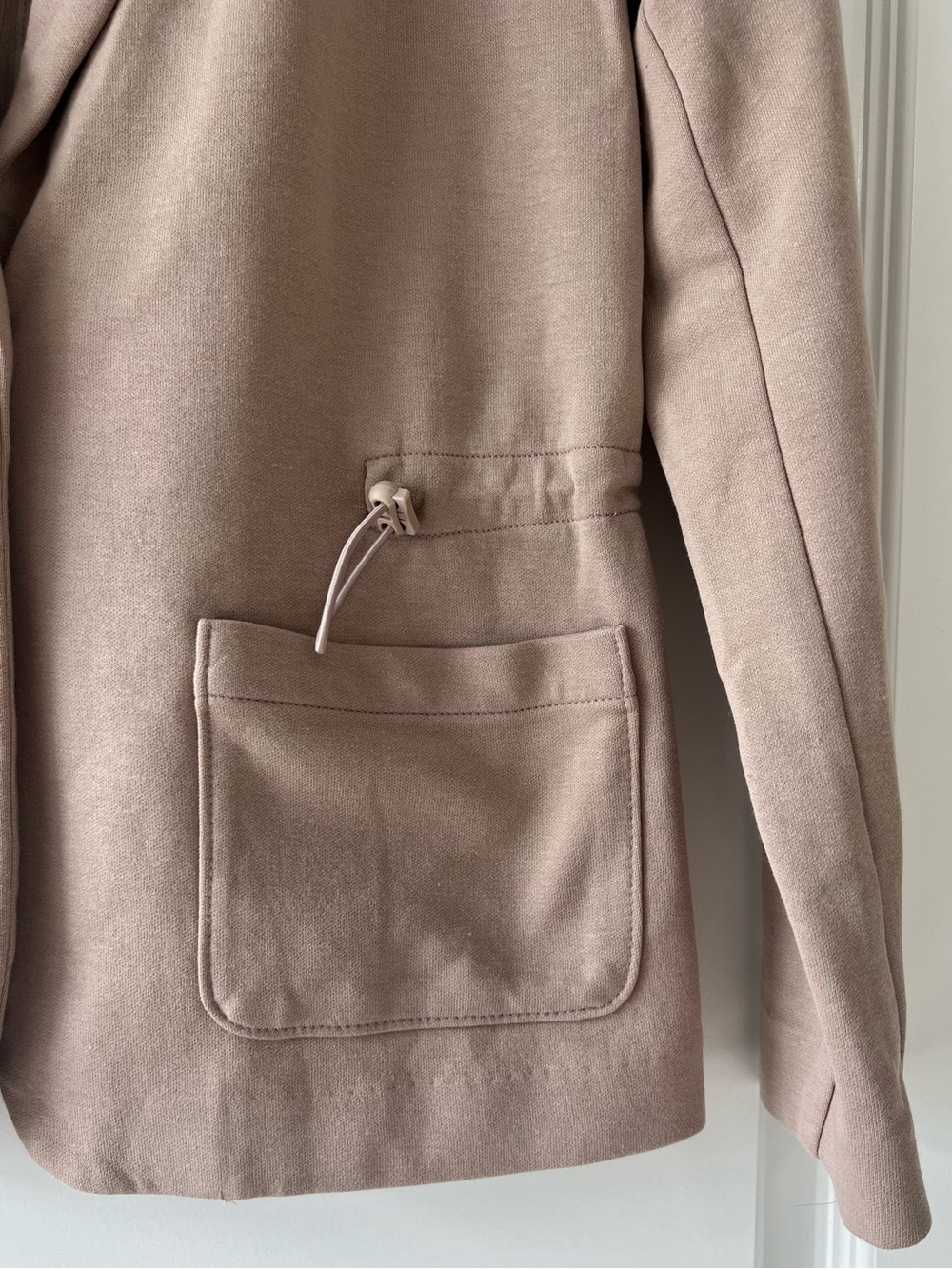 Liz Claiborne Beige Blazer Adjustable Waist Drawstring & Patch Pockets Small - Picture 3 of 8